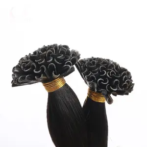 शीर्ष ग्रेड चीन आपूर्तिकर्ता डबल ड्रा रूसी बाल एक्सटेंशन गहरे काले रंग यू युक्तियाँ नाखून केराटिन प्राकृतिक बाल एक्सटेंशन के लिए