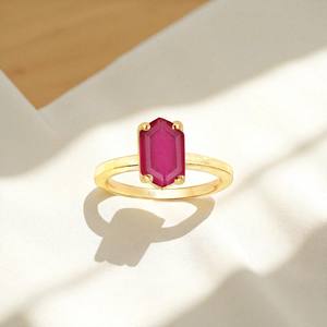 Venta al por mayor anillos personalizados hexágono rosa cuarzo piedra preciosa ajuste mujeres anillos 925 Plata anillo hecho a mano - Product Image 1