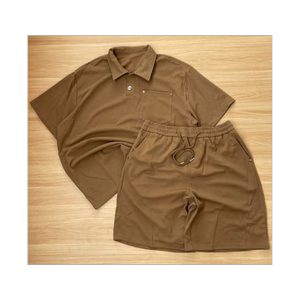 Ensemble short et chemise décontracté respirant personnalisé 100% coton biologique Ensembles de t-shirts stylés Ensemble de shorts d'été de qualité supérieure pour hommes - Product Image 1