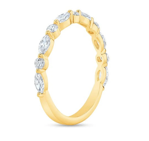 10k Gold Lab Grown Marquise Round Cut Diamond Band Bague de mariage et de fiançailles pour cadeau de bijoux d'amour - Product Image 2