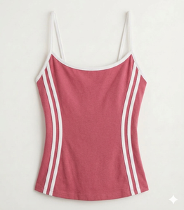 Camiseta sin Mangas Personalizada, Nueva Moda Casual de Verano, Cómoda, Ajustada, para Mujer, con Rayas, Servicio OEM ODM - Product Image 5