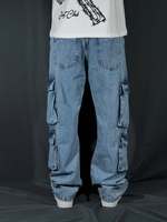 Jeans pour hommes de haute qualité, style baggy avec poches cargo, coupe droite ample, style denim tendance