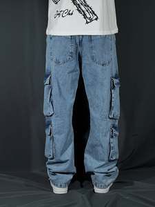 กางเกงยีนส์ผู้ชายทรงหลวมมีกระเป๋าแฟชั่น - Product Image 2