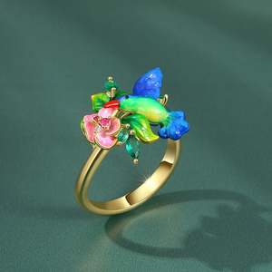 Bague de mode Jeulia en argent sterling émaillé motif fleur d'été - Product Image 5