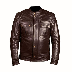 Chaqueta de Cuero Genuino Encerado Desgastado, Ropa de Seguridad Informal para Motociclismo, Ropa Deportiva de Invierno Personalizada, Impermeable, Cortavientos, Talla Grande - Product Image 4