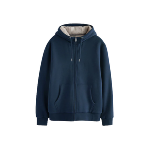 Sweat à capuche doublé en polaire pour homme, fermeture éclair intégrale, sweat-shirt chaud à capuche, vêtement d'extérieur décontracté d'hiver, veste zippée en coton doux pour un usage quotidien - Product Image 1