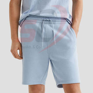 Pantalones cortos de gimnasio de algodón 100% al por mayor para hombres, pantalones cortos de sudor transpirables de forro polar deportivos pesados con patrón sólido para correr informal - Product Image 3