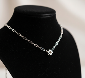 Collier chaîne à maillons minimaliste en argent 925 unisexe avec pendentif fleur plaqué or rhodium cadeau unisexe - Product Image 6