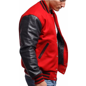 Premium Quality Custom <b>Men</b> Varsity <b>Jackets</b> Breathable Solid Black and <b>White</b> CollegeBaseballjacket for <b>men</b> - Product Image 3