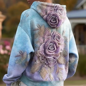 Sudadera con Capucha de Algodón Oversize de Alta Calidad con Estampado 3D y Pedrería, Diseño de Red, para Invierno, de Fabricantes, Mercancía en Stock, Estilo Pullover - Product Image 3