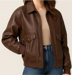 Veste en cuir pour homme, couleur personnalisée, col montant, logo sur le devant, design confortable et tendance, haute qualité - Product Image 3