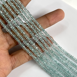 Perles en forme de rondelle à facettes aigue-marine perles de pierres précieuses naturelles pour la fabrication de bijoux - Product Image 5