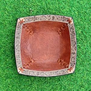 Plateau en cuir usiné bols en cuir véritable occidental pour la décoration intérieure Collection d'articles ménagers décoratifs fabriqués à la main décoration élégante - Product Image 2