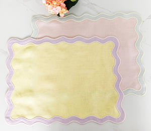 Mantel Individual de lino con certificado de doble tela con borde festoneado, diseño clásico, patrón bordado personalizado para el hogar, venta al por mayor, 100%, de la OEKO-TEX - Product Image 2