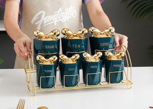<span class=keywords><strong>Set</strong></span> di Barattoli in Ceramica Sigillati per Utensili da Cucina e Condimenti, Stile Nordico Personalizzato BIYOU - Product Image 2