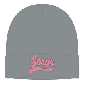 Gorro de Punto Gris Acero para Hermandad Femenina, Gorro de Invierno Rosa y Verde para Hermandad Universitaria, Ropa Casual Elegante - Product Image 5