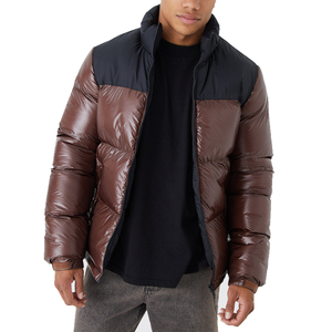 Manteaux d'hiver en duvet rembourrés pour hommes avec logo personnalisé OEM Veste à bulles d'air Col montant avec fermeture éclair Veste de designer pour hommes - Product Image 1