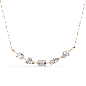 สร้อยคอเพชรทรงรี ทรงมาร์ควิส ทรงลูกแพร์ เพชร CVD ที่เพาะเลี้ยงในห้องปฏิบัติการ ทอง 14k สำหรับวันวาเลนไทน์ - Product Image 5