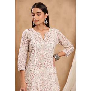 Rozana Shifat Bageecha Kurta décontractée en coton coupe trapèze pour femme, longueur genou, tendance, pour le quotidien - Product Image 1