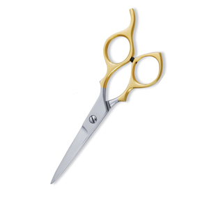 Ciseaux de coiffeur à manche doré Ciseaux de salon en acier inoxydable à lame droite et tranchante avec repose-doigt fixe - Product Image 4