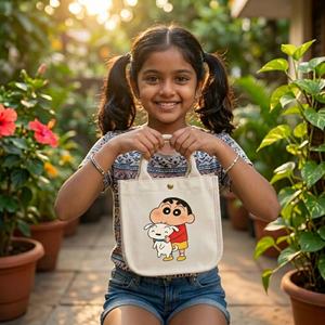 Bolsa de Lona de Crayon Shin-chan, 9x9x4.5 Pulgadas, Estilo Japonés, Gran Capacidad, Plegable, Cierre con Hebilla, 300 GSM, Para Todas las Estaciones - Product Image 6