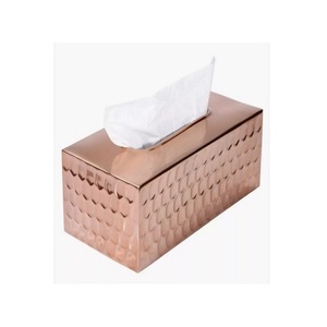 Caja de pañuelos de Metal chapado en oro con diseño acanalado, mesa de comedor de cocina, hospitalidad decorativa con tamaño y logotipo personalizados - Product Image 2