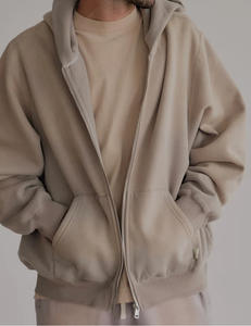 Sweat-shirt surdimensionné en gros, style streetwear, sans cordon, fermeture éclair, vintage, délavé à l'acide, pour hommes - Product Image 2