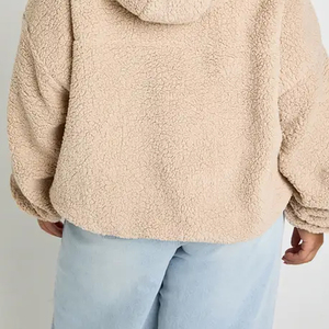 Sweat à capuche décontracté pour femmes en matériau sherpa avec un matériau confortable et respirant pour les commandes en gros, design de haute qualité, prix bas - Product Image 6
