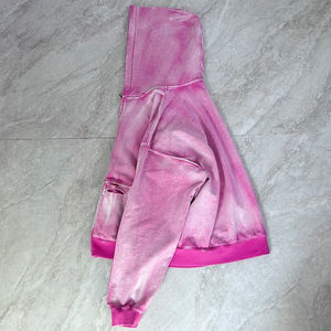 Sweat-shirts à capuche pour hommes, style vintage, délavé à l'acide, coupe ample, coton délavé, de haute qualité, fermeture éclair, vêtements lourds - Product Image 3