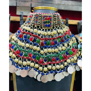 Venta caliente boda conjuntos de joyería nupcial diseño personalizado afgano Kuchi joyería para mujer collar Vintage pendientes y Mang Tikka conjunto - Product Image 3