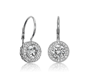 Topcarat Trendy 925 Sterling Silver Zircon Hook Boucles d'oreilles pour femme-Cadeau de mariage et de fête - Product Image 1