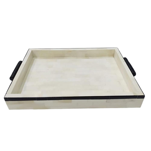 Bandeja de servicio con incrustaciones de hueso floral de lujo hecha a mano por Crafts Galore Hecho por auténticos artesanos indios y producto de alta calidad - Product Image 6