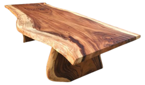 Natural Solid Wood Dining <b>Table</b> With Black Metal Legs Live Edge - Product Image 5