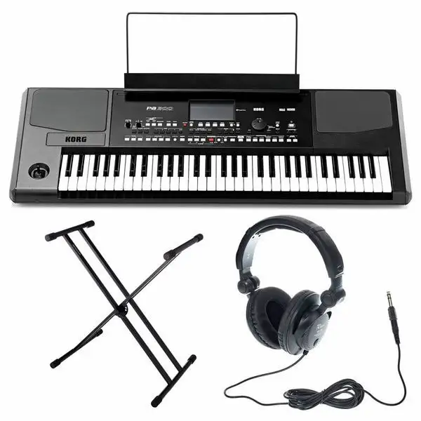 빠른 배송 Korgs PA300 61-Knox Gear 피아노 벤치, 키보드 스탠드 및 댐퍼가 있는 키 전문 편곡기 키보드 번들