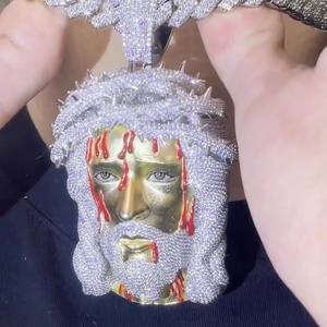 Pendentif personnalisé en diamant plaqué or 14 carats Hip Hop glacé pendentif Jésus VVS1 pendentifs fins en diamant de laboratoire et breloques - Product Image 1