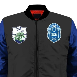 Veste en satin pour femmes Zeta Phi Beta 1920 Bleu Blanc Vêtement grec haut de gamme Broderie du blason de la sororité ZPB Style universitaire - Product Image 4