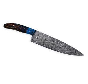 Couteau ambidextre en acier Damas et résine, design moderne, fait main, finition brossée, service OEM ODM pour commandes en gros personnalisées - Product Image 4