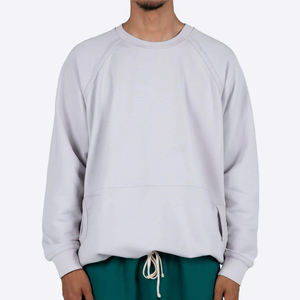 Unisex <b>White</b> Cotton Blended Fleece Sweatshirt Custom Oversized Pullover Raglan Sleeve Streetwear Casual Warm Winter <b>Jumper</b> - Product Image 1