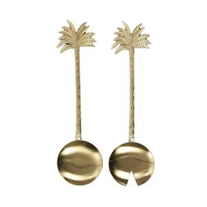 Ensemble de serveurs à salade en laiton doré antique classique Ustensile de service à manger intemporel Ustensiles de cuisine décoratifs - Product Image 2