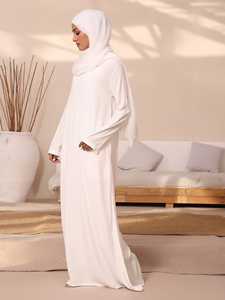 Alta calidad de las mujeres islámicas llanura cubierta completa hecha a medida transpirable abaya manga larga transpirable abayas de las mujeres al por mayor - Product Image 6