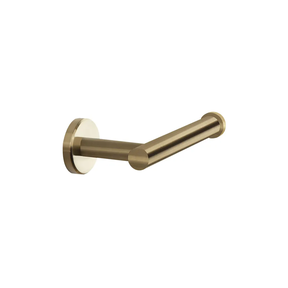 High Resistance Gold Brushed Minimalist Toilet Roll Holder with PVD Finishing and Dual Fixing System for Bathroom