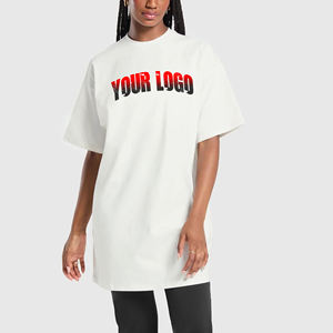 Best Selling Custom Screen Printed logo Oversized Long Length <b>T</b> <b>Shirts</b> For <b>Women</b> Casual Wear O-Neck Hip Hop Style <b>Shirt</b> - Product Image 1