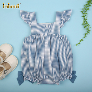 J'adore les barboteuses à nœuds smockés à la main pour petites filles - 100% coton, hiver, ODM OEM BB3048 - Product Image 4