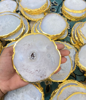 Sous-verres en Agate blanche Offre Spéciale naturelle de meilleure qualité avec pierre argentée ou dorée sous-verres à Quartz