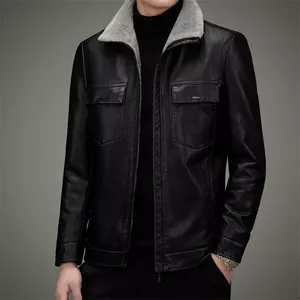 Chaqueta Bomber de Cuero Camuflada Unisex de Primavera, Cuero Puro, Resistente al Viento, Moderna con Solapa - Product Image 3