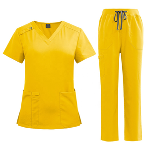 Personalizado hombres mujeres Scrub trajes enfermera Scrubs trajes médico Hospital uniformes conjuntos V cuello superior Pantalones rectos Scrubs uniformes conjuntos - Product Image 1