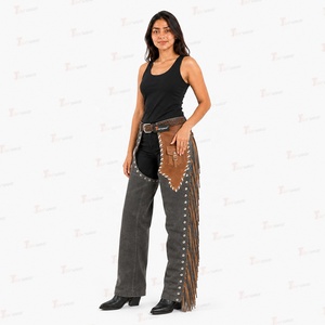 Chaps d'équitation professionnels en cuir pour femmes, en cuir de vachette véritable, équipement de protection pour l'équitation, protège-jambes ajustables, sur mesure - Product Image 2