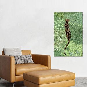 Elegante Impresión en Lienzo de Safari: Decoración de Pared con Tigre, Vidrio Verde, Lienzo Enrollado - Product Image 1
