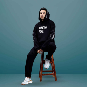 ชุดวอร์มสำหรับผู้ชายผ้าฝ้ายพิมพ์โลโก้ขนแกะขนาดใหญ่โอเวอร์ไซส์ออกแบบได้ตามต้องการ - Product Image 2