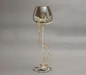 เชิงเทียนโลหะรูปทรงดอกไม้โบราณราคาไม่แพงเชิงเทียนดีไซน์สุดทองที่วางเทียนแบบเสาสำหรับตกแต่งห้องนั่งเล่น - Product Image 5